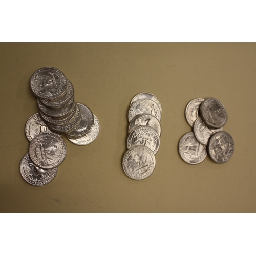 154 - Twenty 90% silver American quarter dollars, Liberty