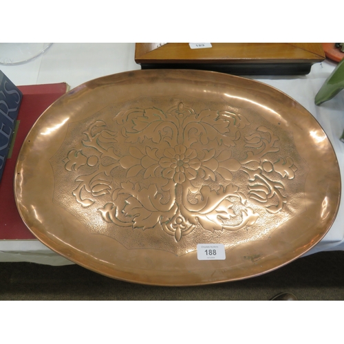 172 - Copper Keswick(?) tray signed WMV