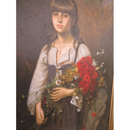 127 - Italian School, Flower Seller, oil on board, 36x30ins