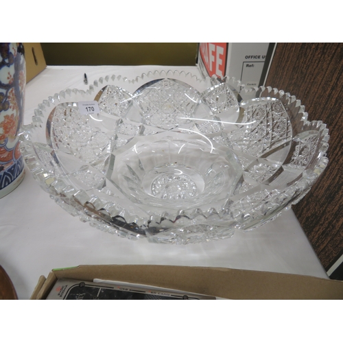 170 - Heavy cut glass large fruit bowl