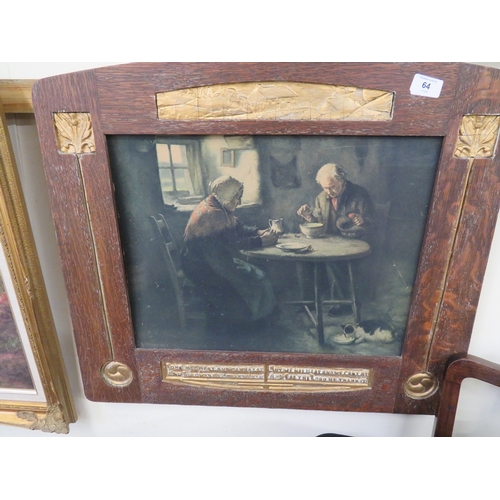 64 - Arts and Crafts frame, displaying a print,