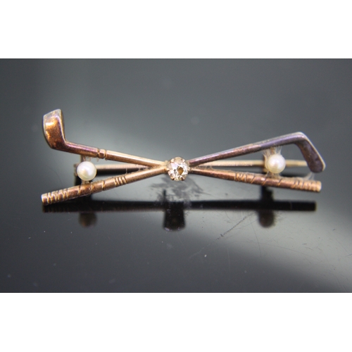 43 - Golf crossed club brooch