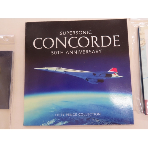 158 - Concorde 50th anniversary 50p coins, Cooke £2 coin plus others