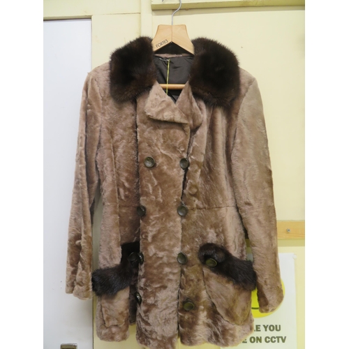 200 - Faux fur coat with mink collar