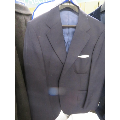 242 - Gentleman's heavy wool coat and two blue jackets, Large