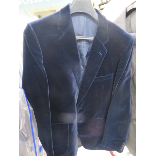 242 - Gentleman's heavy wool coat and two blue jackets, Large