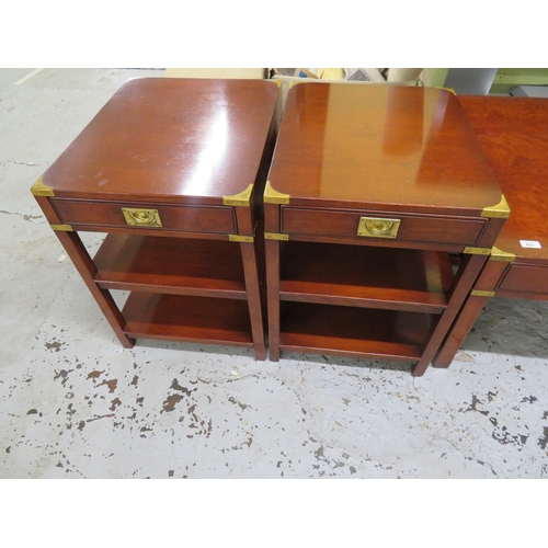 403 - Quality brass cornered coffee table together with matching pair of side cabinets made by Kennedy