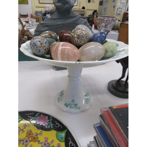 199 - A porcelain tazza containing coloured eggs