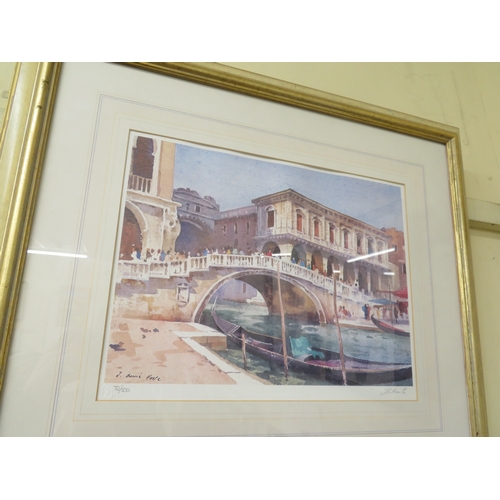 245 - J B Haste, three L/E prints of Venice, signed