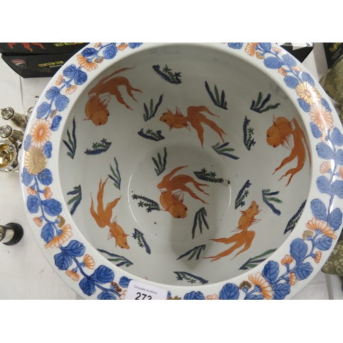 273 - Japanese Imari fish bowl - ht. 13.5 ins