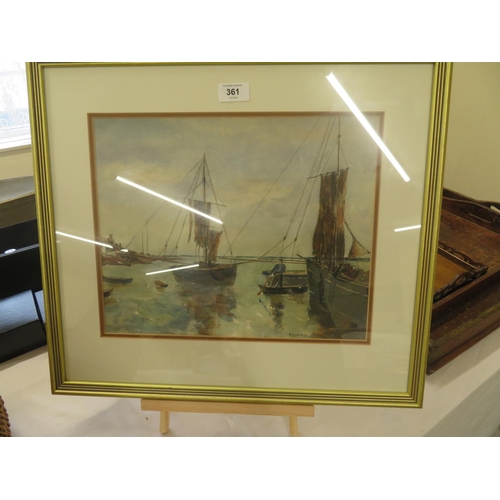 63 - F Dainton, Fishing boats, water-colour, signed and dated '56, 11 x 14 ins