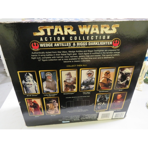 103 - Two boxed Star Wars figure groups, one - Wedge Antilles and Bigs Darklighter, one - Emperor Palpatin... 