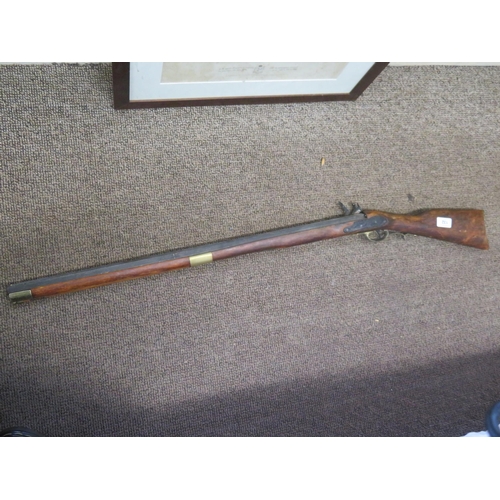 132 - A Replica hexagonal barreled flintlock sporting gun