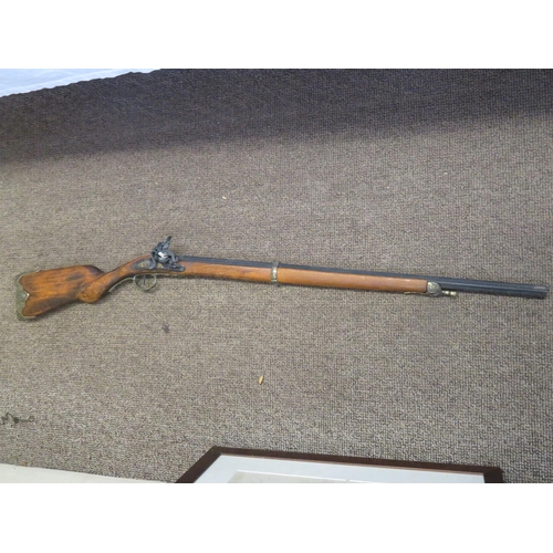 133 - A Replica hexagonal barreled flintlock sporting gun