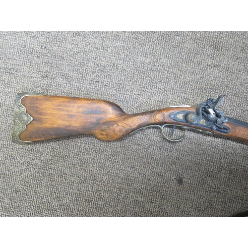 133 - A Replica hexagonal barreled flintlock sporting gun