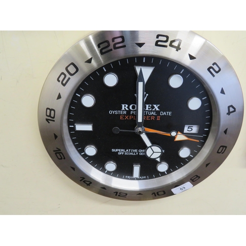 53 - Wall clock in the form of a Rolex - glass missing