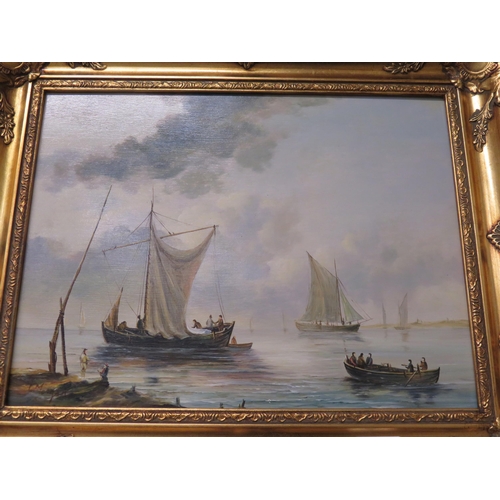 62 - Morgan, Fishing Boats, oil on a board, signed, 12 x 15 ins approx.