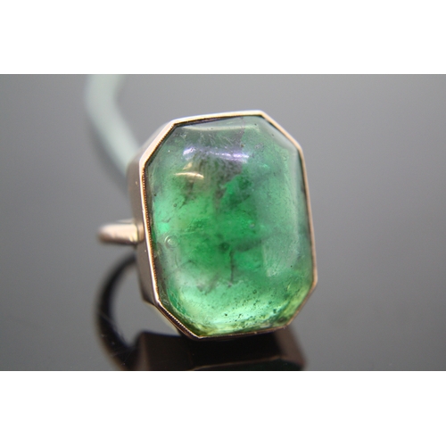 309 - Art deco rose gold large cabochon emerald dress ring - size O