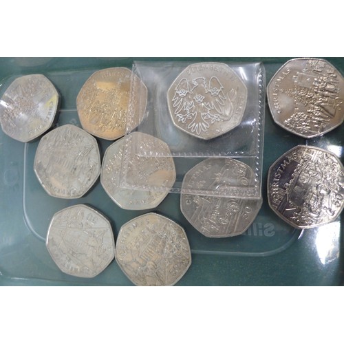 371 - Ten Isle of Man Christmas 50p coins