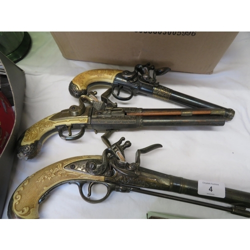 4 - Three Replica Flintlock Pistols