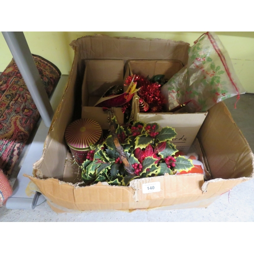 140 - Box of Christmas decorations