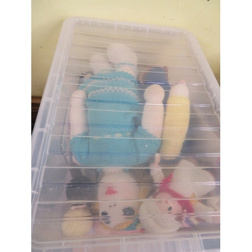 145 - Three tubs of knitted soft toys