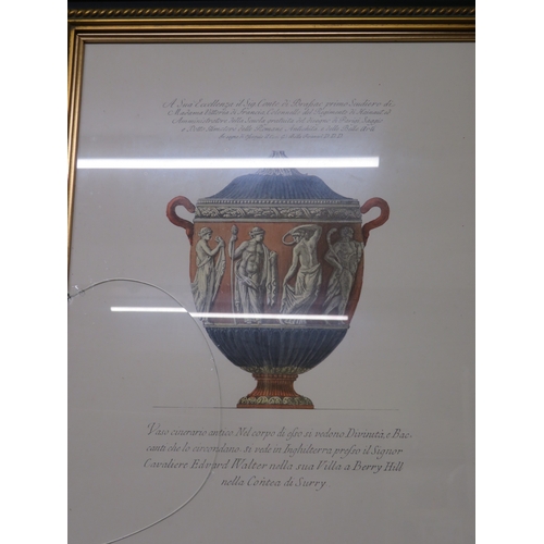 147 - Pair of well framed prints displaying picture of Roman pots, plus one