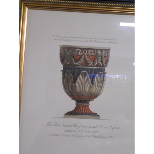 147 - Pair of well framed prints displaying picture of Roman pots, plus one