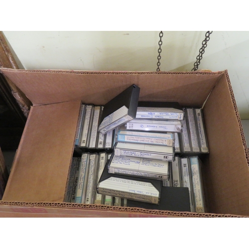 162 - Two boxes of audio cassette tapes plus a box of old records