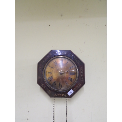 163 - 19thC wall hanging brass dial clock in hexagonal fronted case