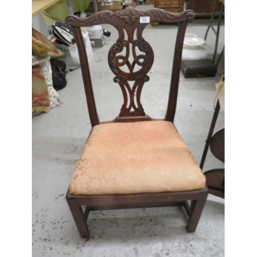 209 - Mahogany 18thC Chippendale style chair with drop in upholstered seat cut down