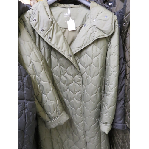 232 - Two M&S shower proof quilted coats, size 12