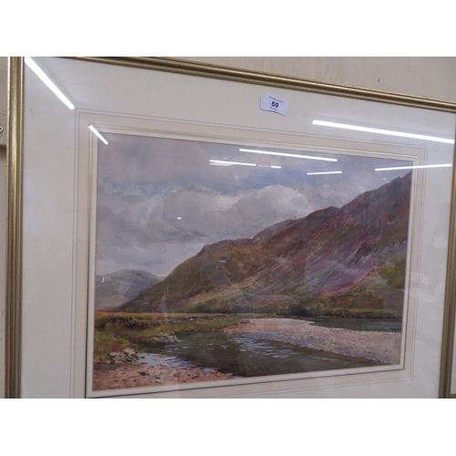 69 - James Aitken, 1) River Landscape & 2) Lake landscape water colours, signed, 15 x 20 ins approx.