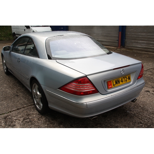 156 - LMN472M
Blue Mercedes CL500 4966cc
First Registered 20.09.2005
Approx 78,341 miles
Auto Petrol
Engin... 