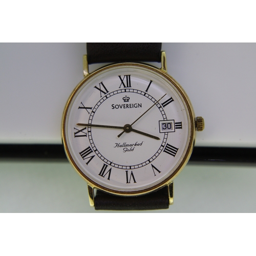 65 - 9 ct gold Gents sovereign wrist watch