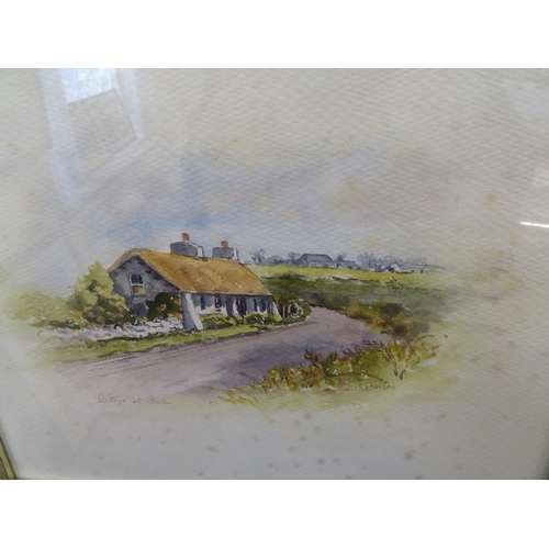 222 - Iris Burton five watercolours of Manx Cottages, signed, 12 x 13 ins approx.