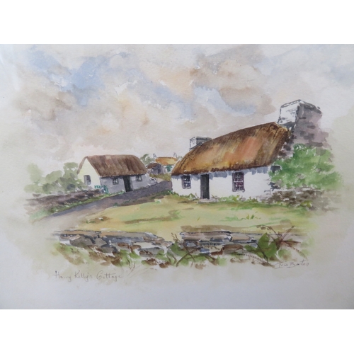 222 - Iris Burton five watercolours of Manx Cottages, signed, 12 x 13 ins approx.