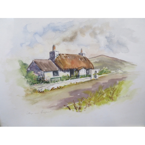 222 - Iris Burton five watercolours of Manx Cottages, signed, 12 x 13 ins approx.