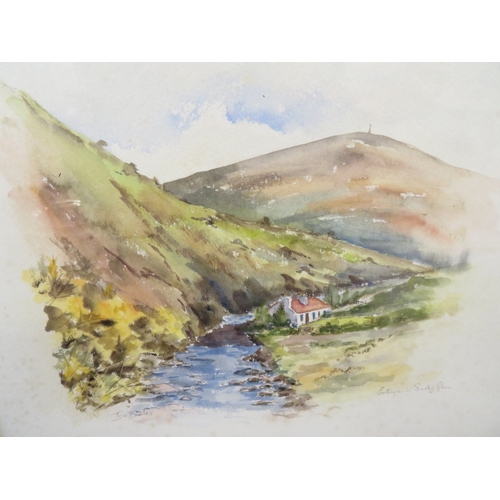 222 - Iris Burton five watercolours of Manx Cottages, signed, 12 x 13 ins approx.