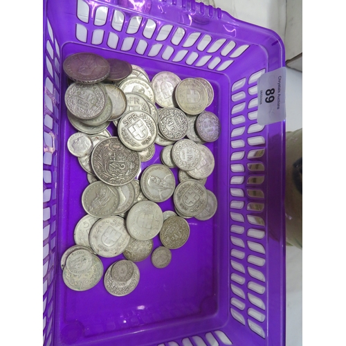 89 - A tub of Belgian, French, Swiss coinage some silver