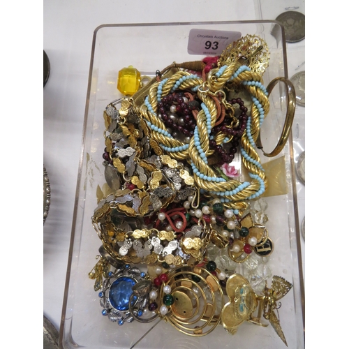 93 - A collection of costume jewellery possibly some gold and silver