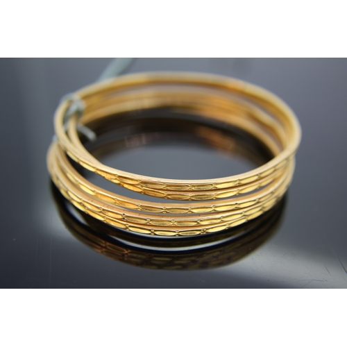 227 - Indian 22 ct. gold - six matching bangles - 55 grms