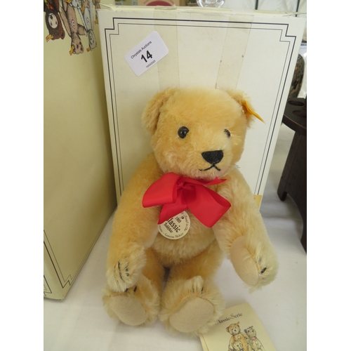 14 - Steiff classic 1909 teddy bear, height 25cm, no. 000355, boxed