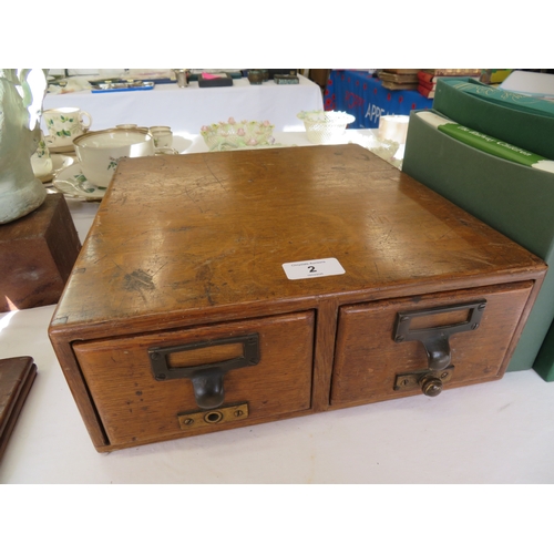 2 - 1930s Oak two drawer card index box