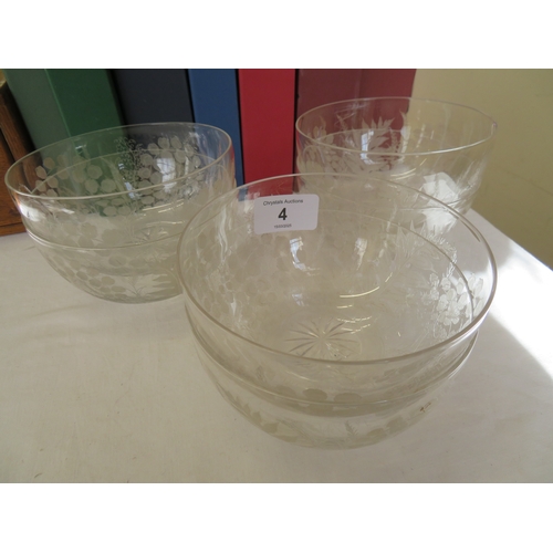 4 - Set of six matching Art Nouveau etched glass finger bowls