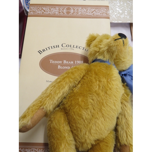 124 - A Steiff teddy bear 1908, Blonde, 40 cms tall, British Collectors Bear replica 1994, growler, certif... 