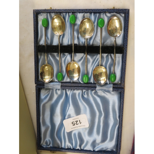 125 - Set of six silver coffee spoons (cased)