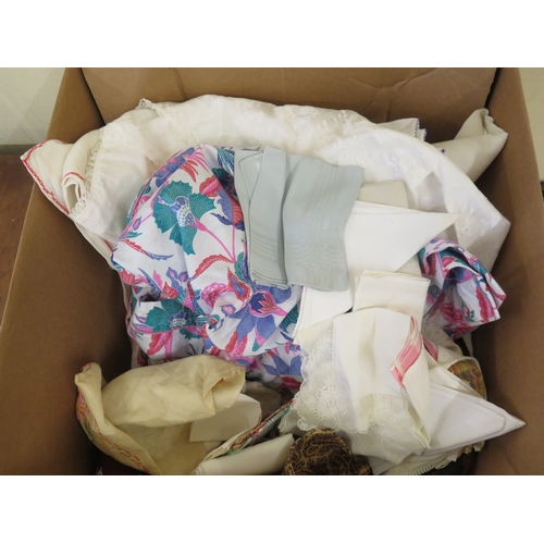 181 - A box of shawls, scarves and hankerchiefs etc