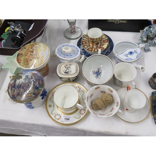 196 - A collection of Pratt ware, Royal Crown Derby and other porcelain and pottery