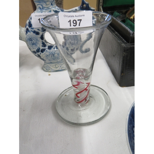 197 - An antique cordial glass with cotton twist stem